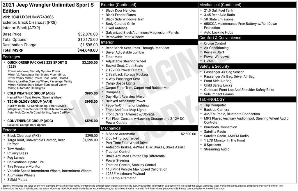 2021 Jeep Wrangler Unlimited Sport S 4x4