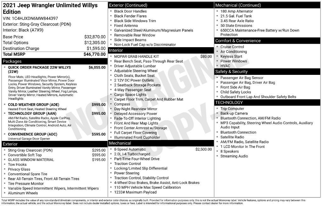 2021 Jeep Wrangler Unlimited Willys