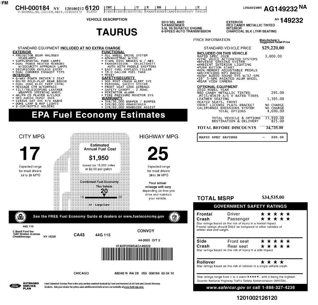 2010 Ford Taurus SEL