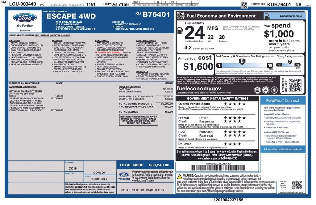 2019 Ford Escape SE
