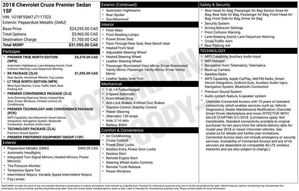 2018 Chevrolet Cruze Premier