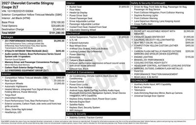 2027 Chevrolet Corvette Stingray 2LT