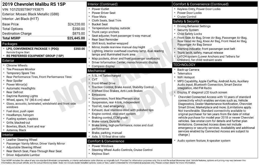 2019 Chevrolet Malibu RS