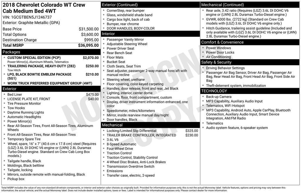 2018 Chevrolet Colorado 4WD Work Truck