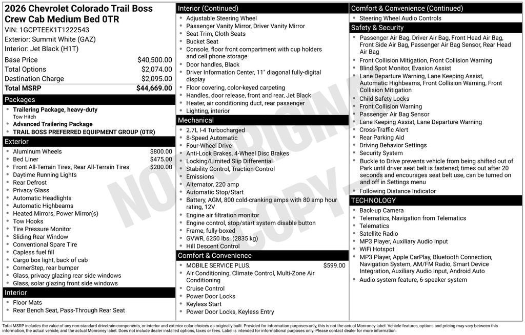 2026 Chevrolet Colorado Trail Boss