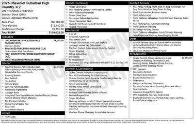2026 Chevrolet Suburban High Country