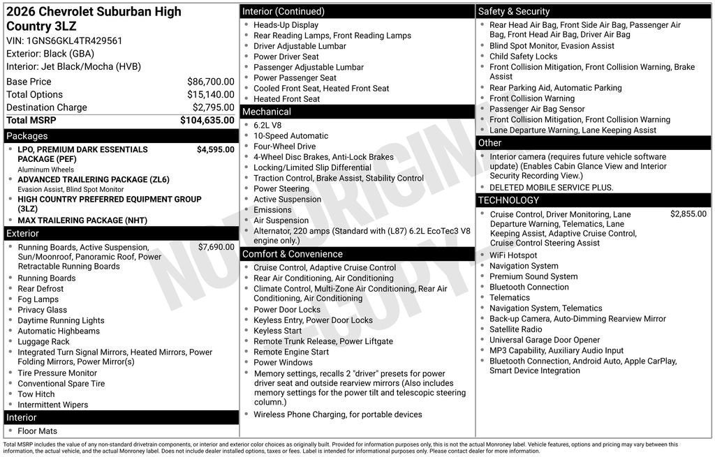 2026 Chevrolet Suburban High Country