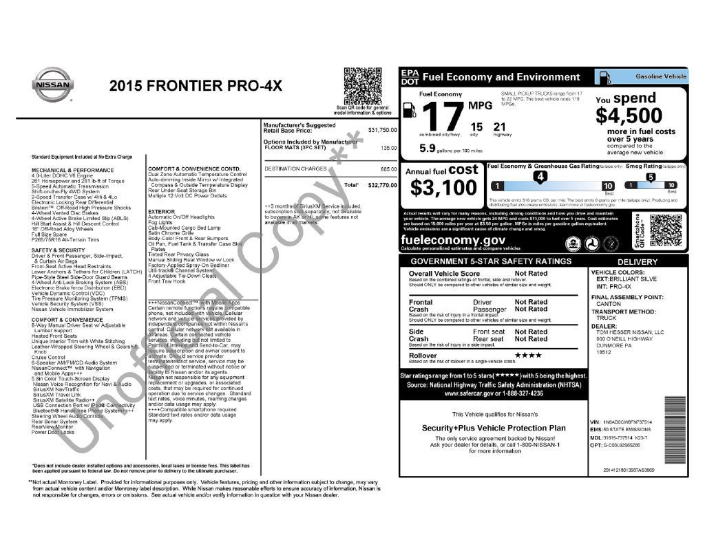 2015 Nissan Frontier PRO-4X