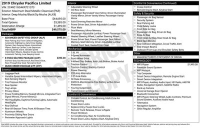 2019 Chrysler Pacifica Limited