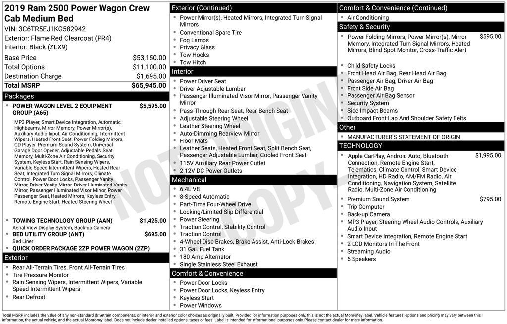 2019 RAM 2500 Power Wagon Crew Cab 4x4 6'4" Box
