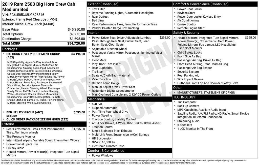 2019 RAM 2500 Big Horn Crew Cab 4x4 6'4" Box
