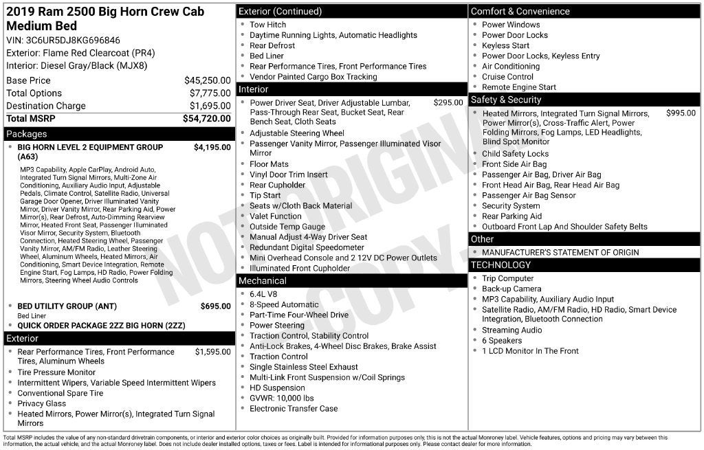 2019 RAM 2500 Big Horn Crew Cab 4x4 6'4" Box
