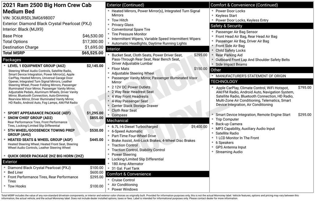 2021 RAM 2500 Big Horn Crew Cab 4x4 6'4" Box