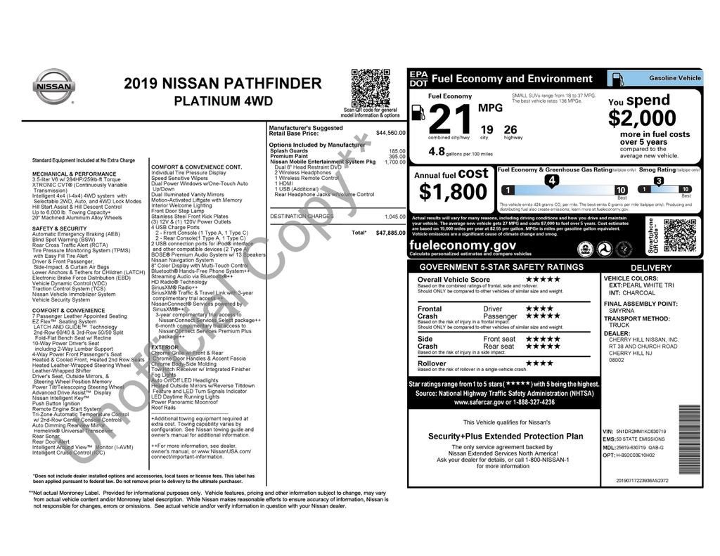 2019 Nissan Pathfinder Platinum