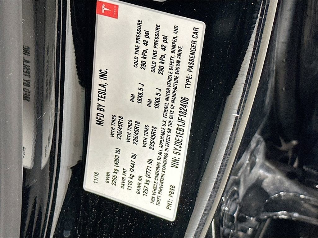 2018 Tesla Model 3 Long Range Battery