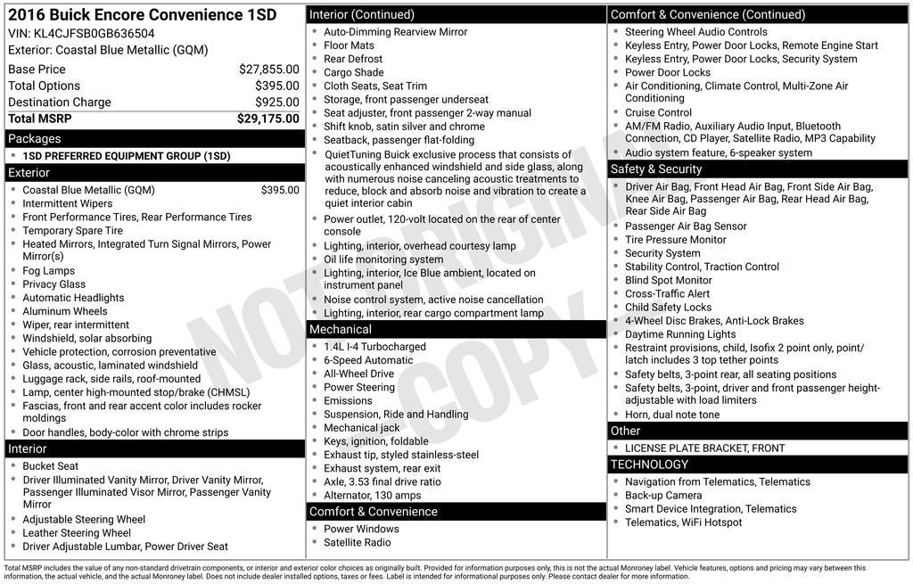 2016 Buick Encore Convenience