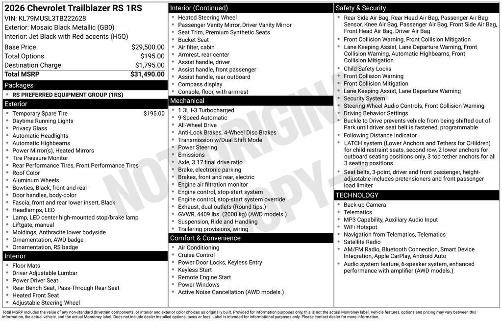 2026 Chevrolet Trailblazer RS
