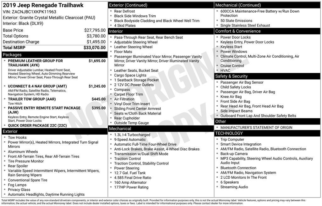 2019 Jeep Renegade Trailhawk 4x4