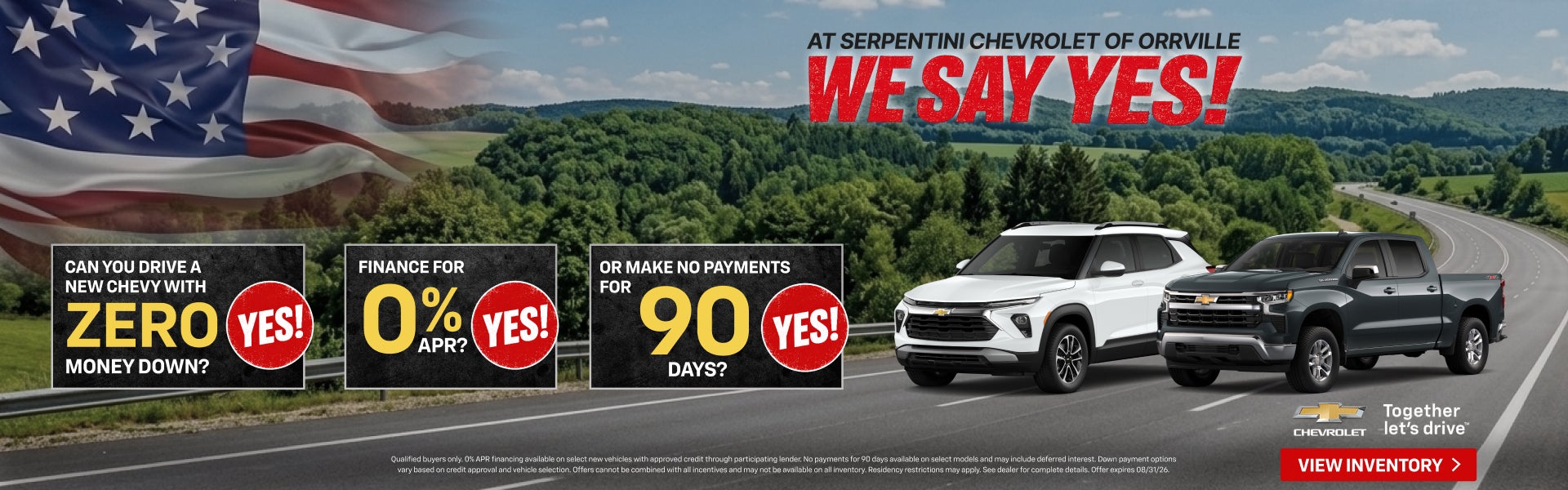 Serpentini Chevy of Orrville 0%APR , ZERO money Down