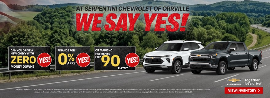 Serpentini Chevy of Orrville 0%APR , ZERO money Down