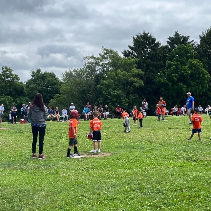 Happy kids playing on the ground