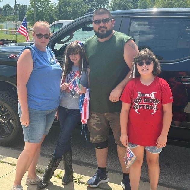 Happy family posing together