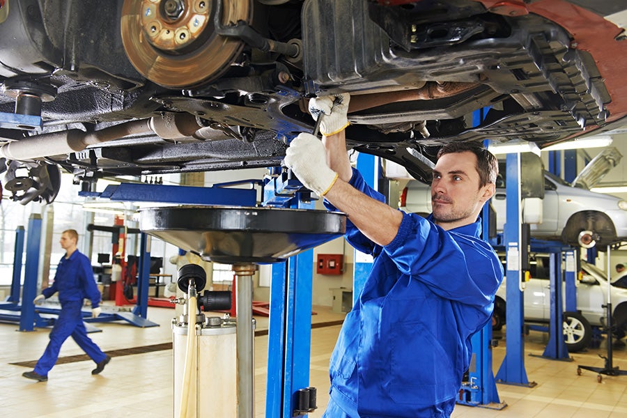 A technician working in service center